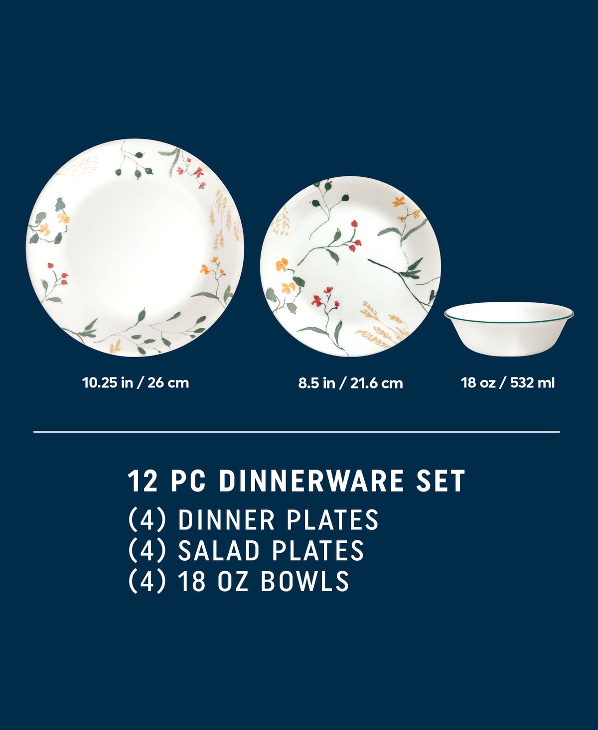 Corelle® Wildflower Scatter 12-piece Dinnerware Set, Service for 4 - Image 2