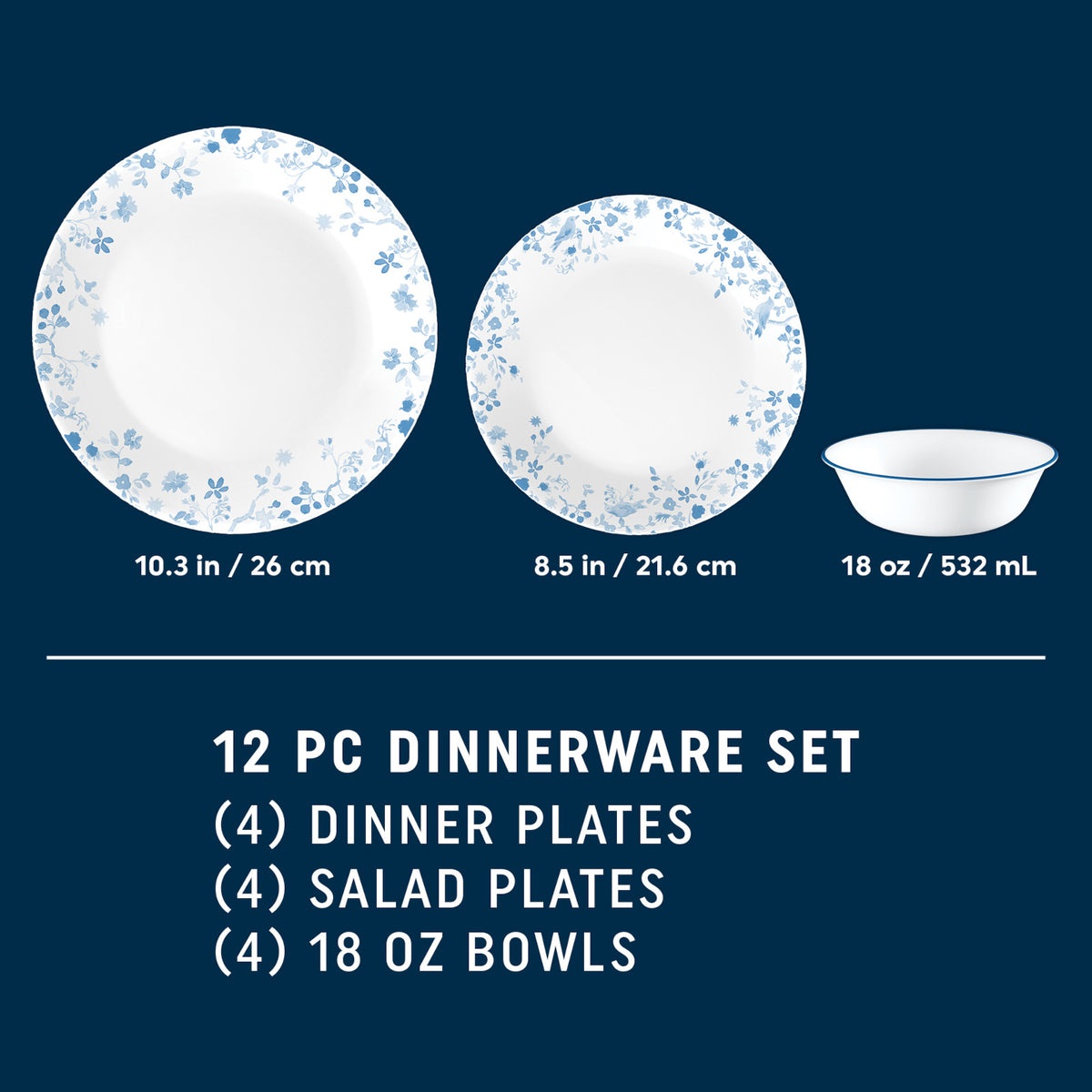 Corelle® Garden Song 12-piece Dinnerware Set, Service for 4 - Image 2