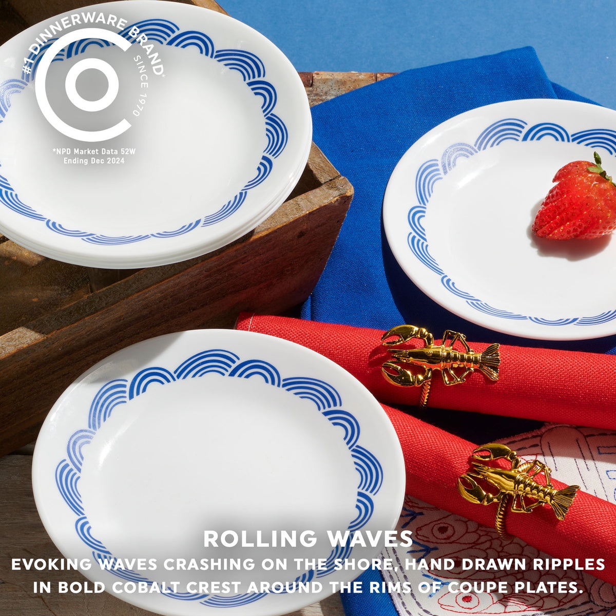 Corelle® Rolling Waves 8.5" Lunch Plate, 6-pack - Image 2